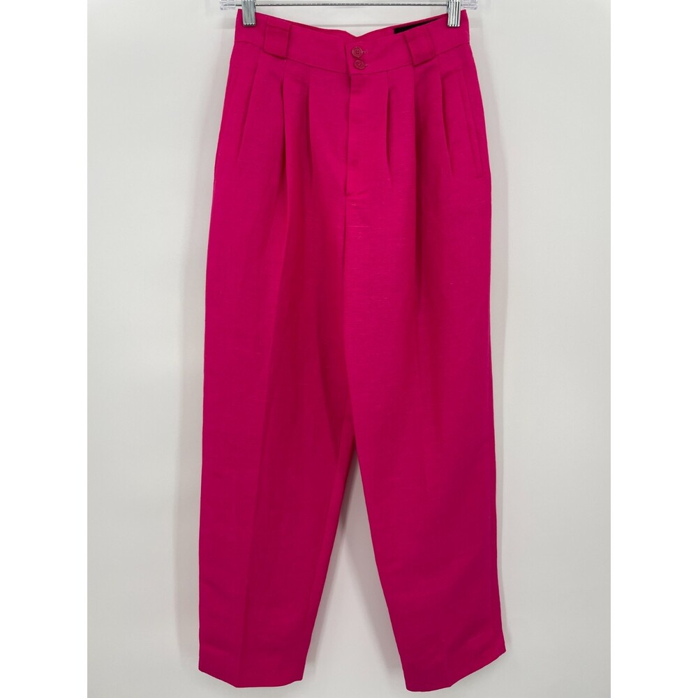 GIORGIO SANT'ANGELO VTG Pink High Rise Pleated Linen Blend Trouser Pants Size 6